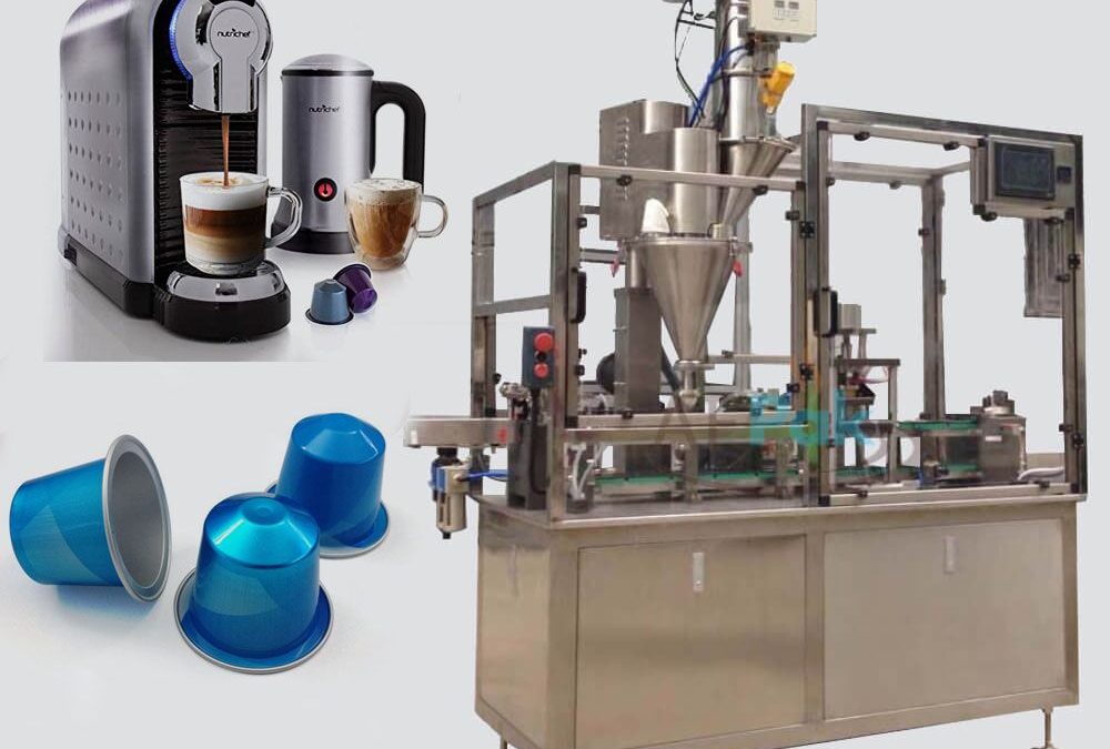 Coffee Beans Grinding Machine  Nespresso Capsules Filling Sealing Machine,  KCups Filling Sealing Machine, Coffee Capsules Filling Sealing Machine