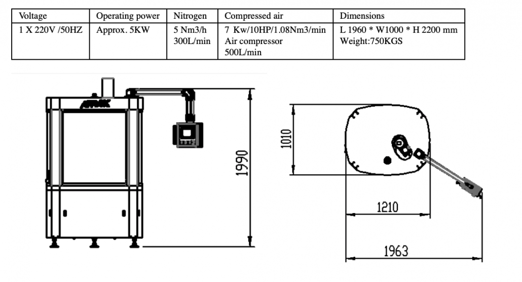 coffee capsule sealing machine-machine size